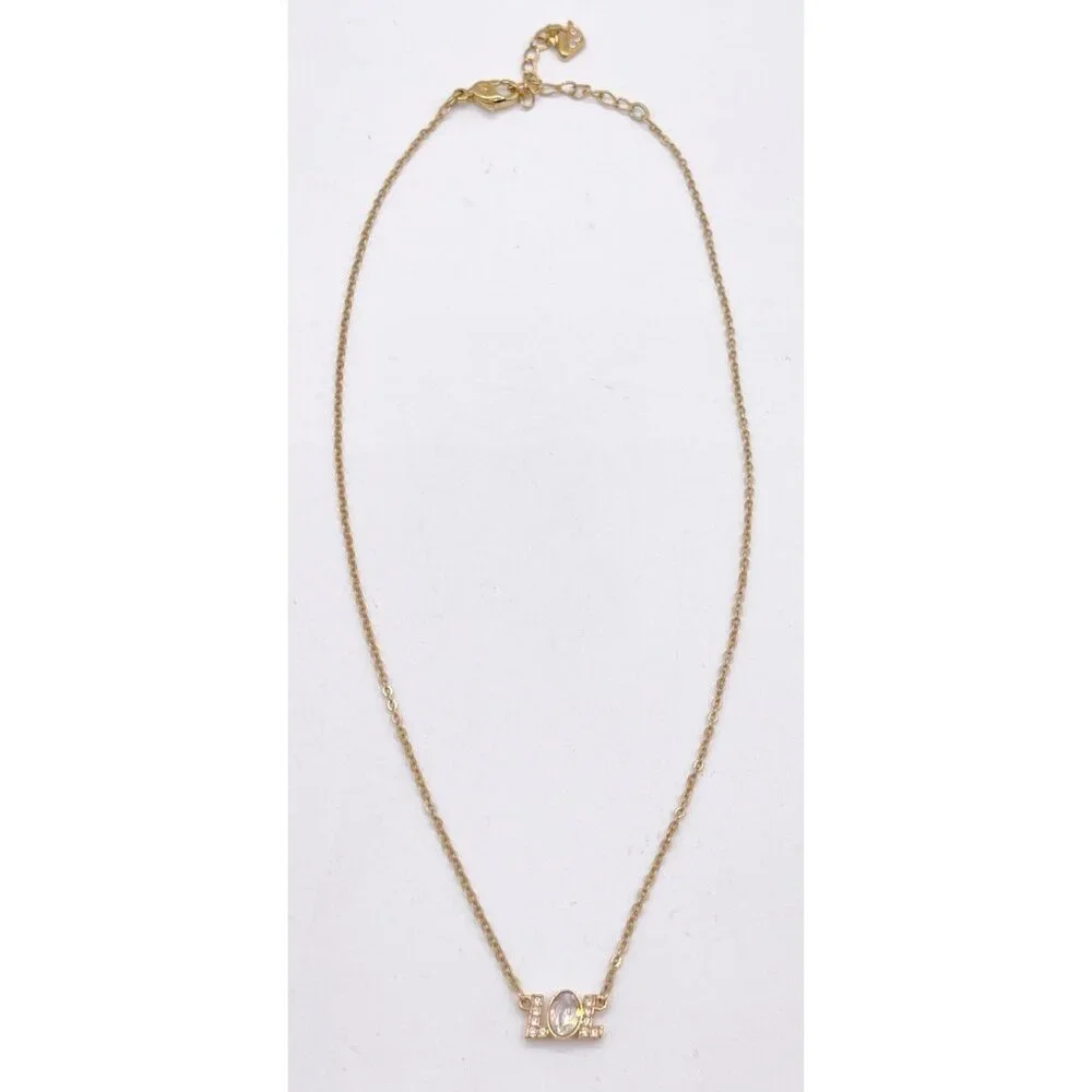 Swarovski Crystal Humorist LOL Pendant Necklace Gold Tone Adjustable Length - Picture 4 of 7